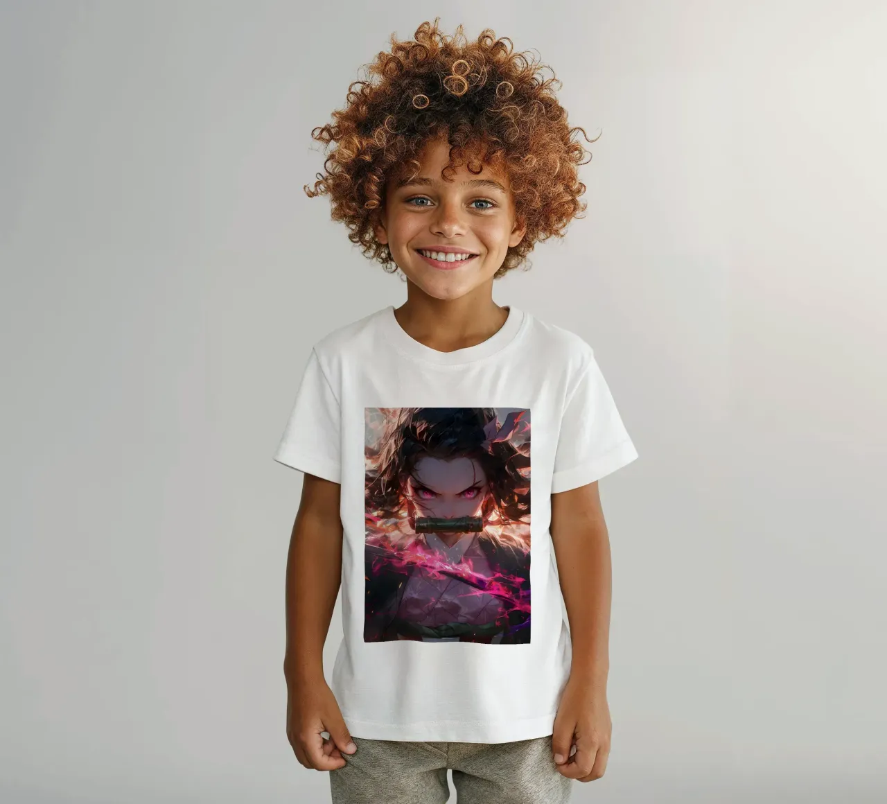 Nezuko kimetsu no yaiba kids t-shirt by CreativeStudio