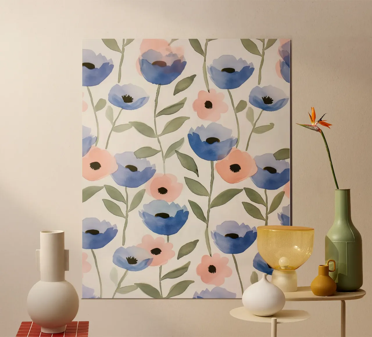 Vintage Botanical Spring Poppy Flowers Retro Floral Charm poster con telaio in legno da Gentle Echoes Art