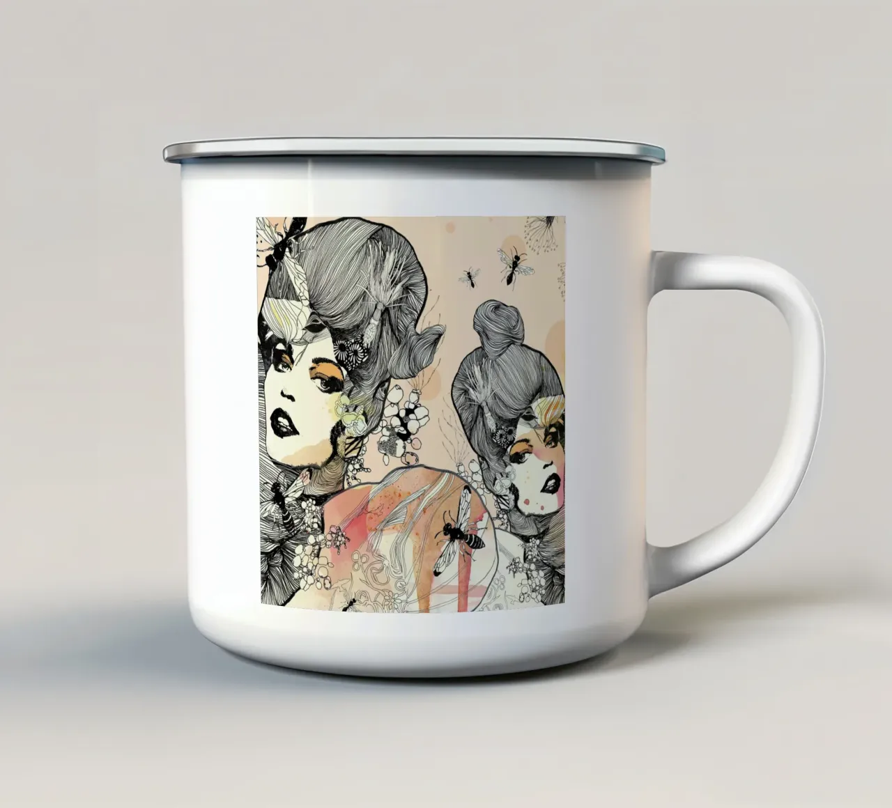 Wasps taza de esmalte de Giulio Iurissevich