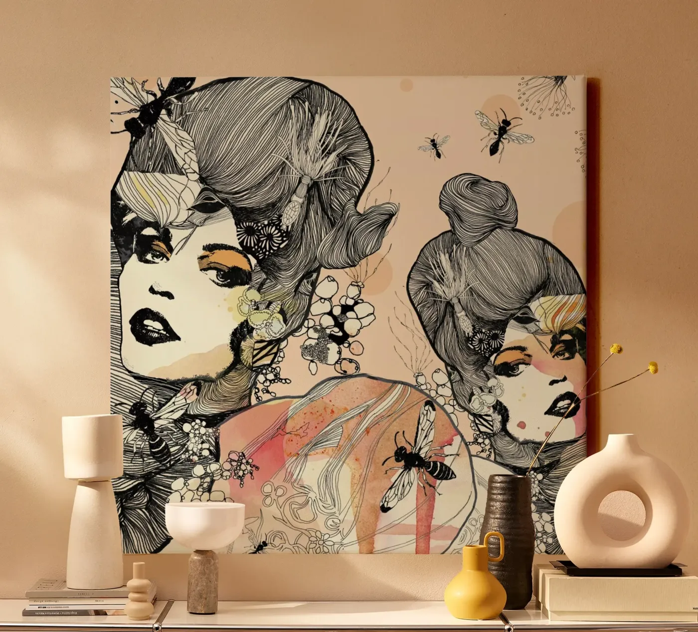 Wasps canvas van Giulio Iurissevich