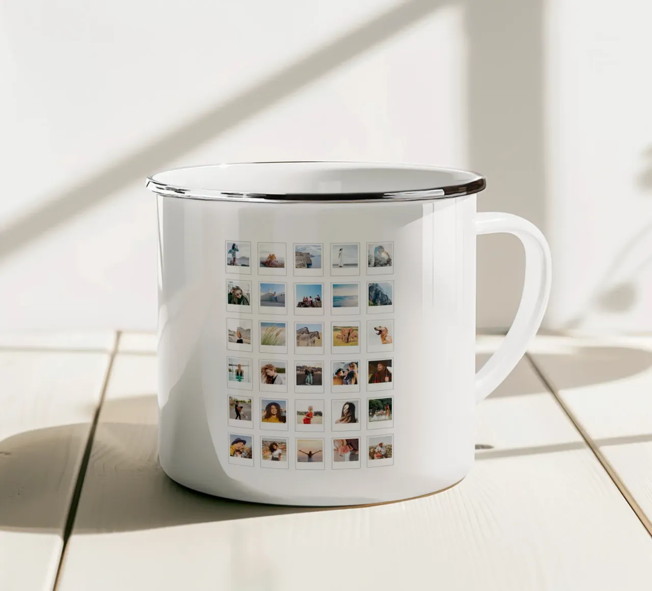 Tanti ricordi - Foto istantanee tazza in smalto da Bildschön | Fotocollagen