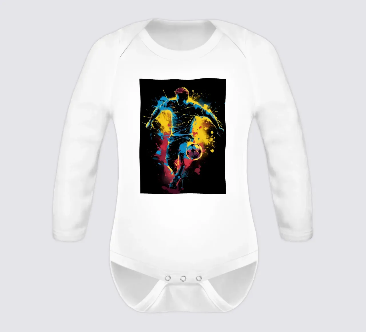 Footbal Colorful 3 long-sleeve baby romper by Mateo