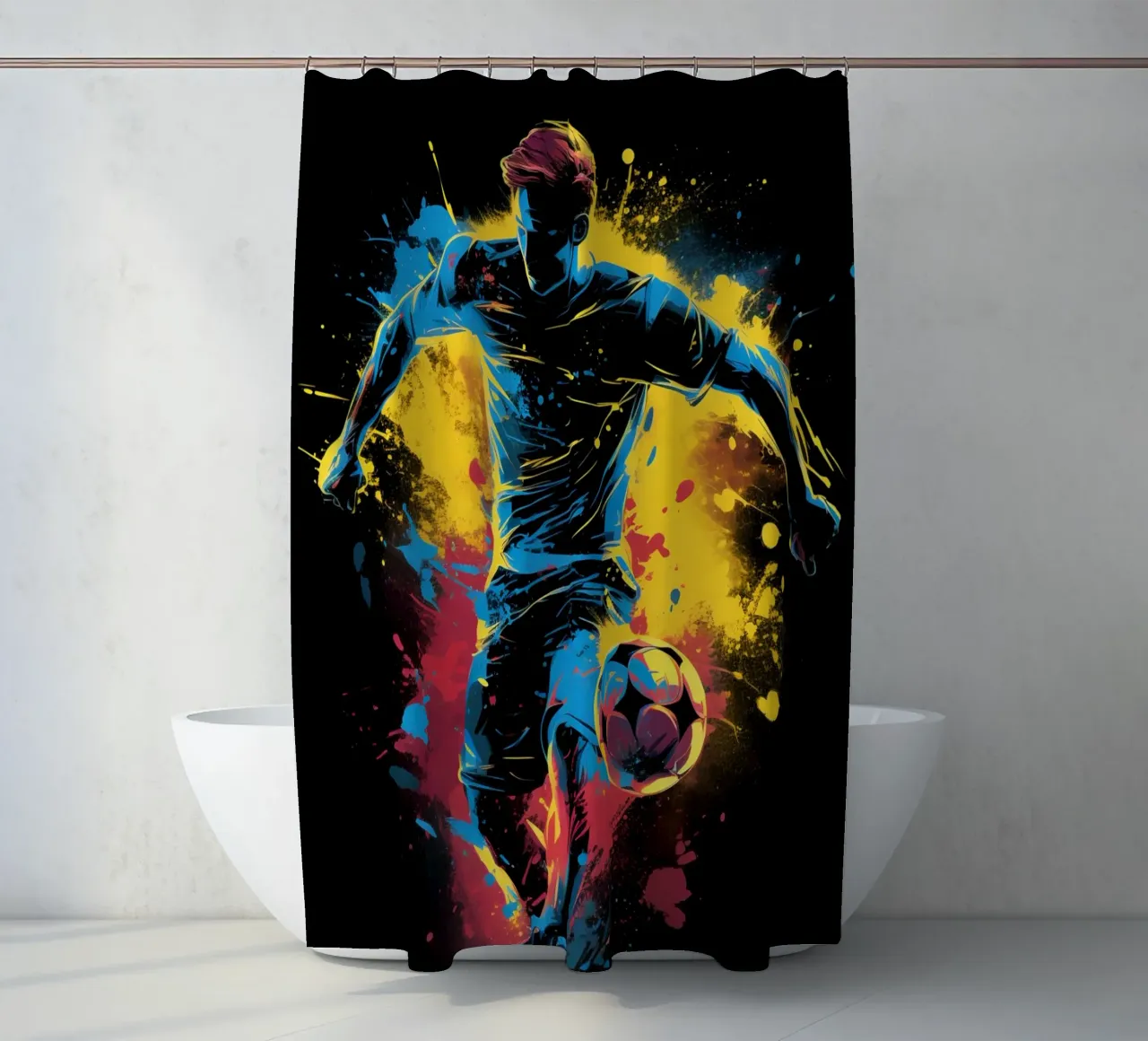Footbal Colorful 3 shower curtain by Mateo