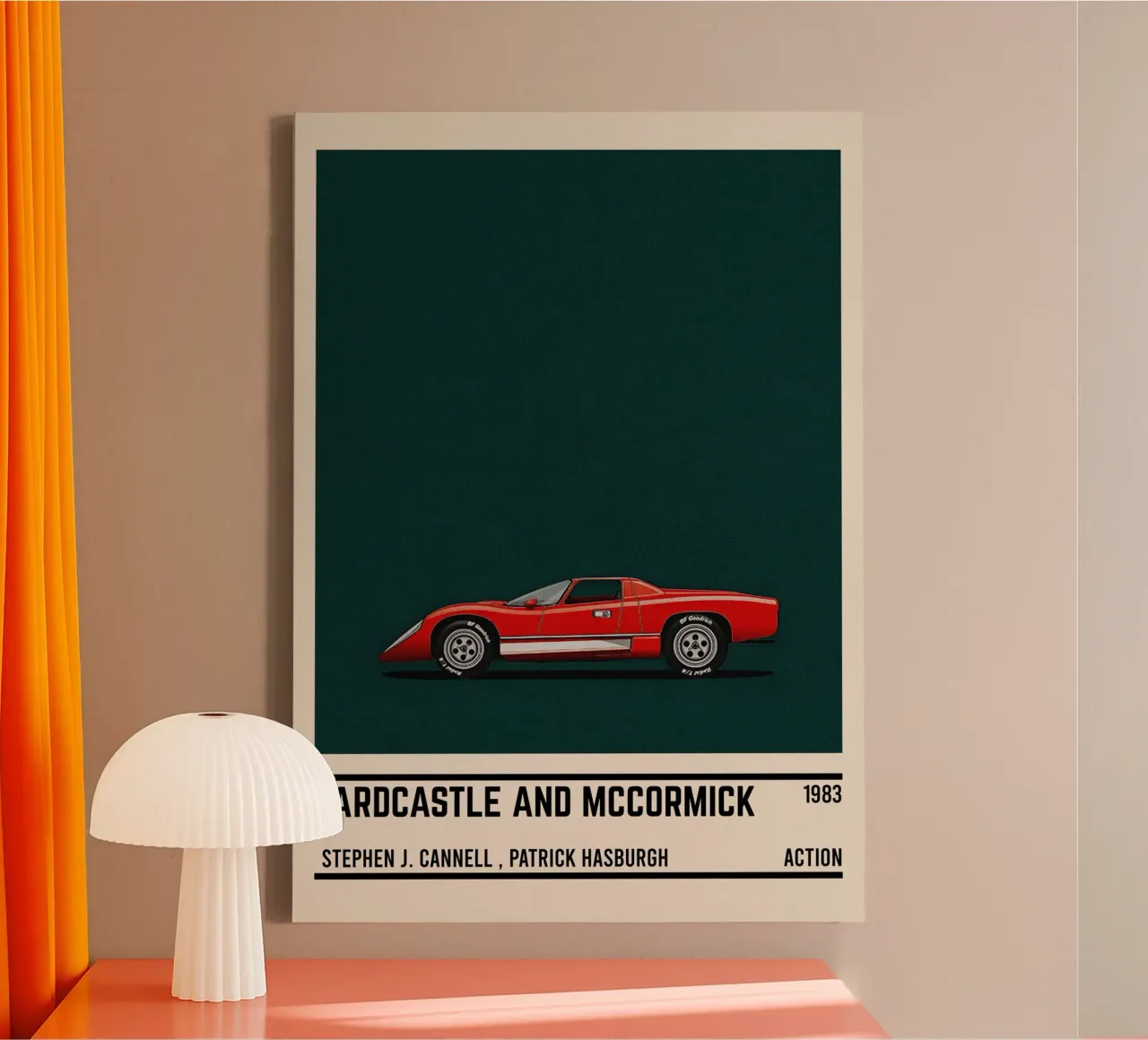Hardcastle and McCormick car canvas met Baklijst van TheArtstudio