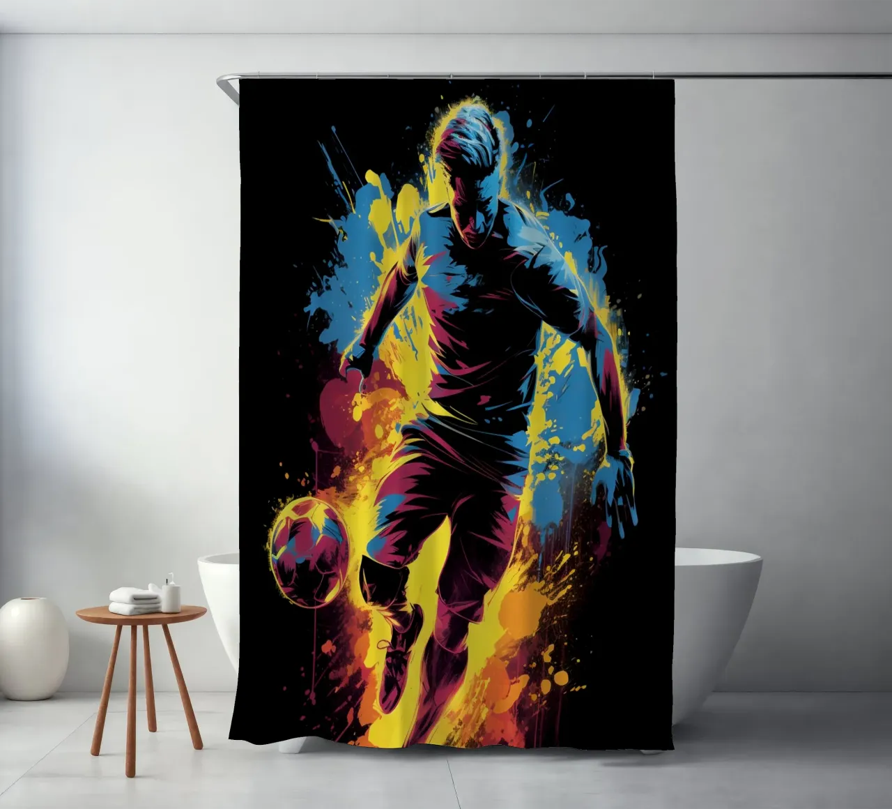 Football Colorful 4 shower curtain by Mateo