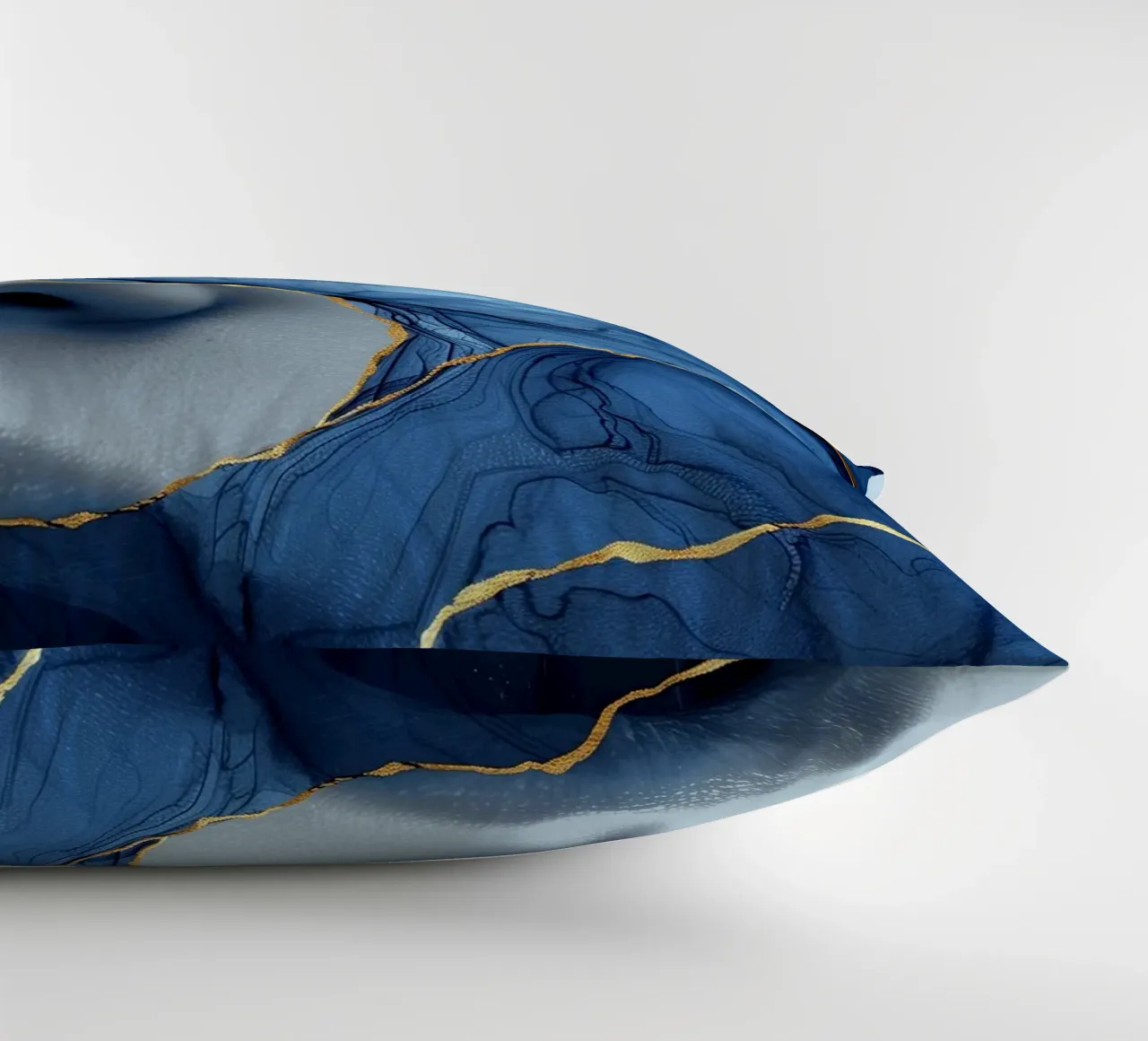 Blue face woman art decorative cushion by Justyna Jaszke JBJart