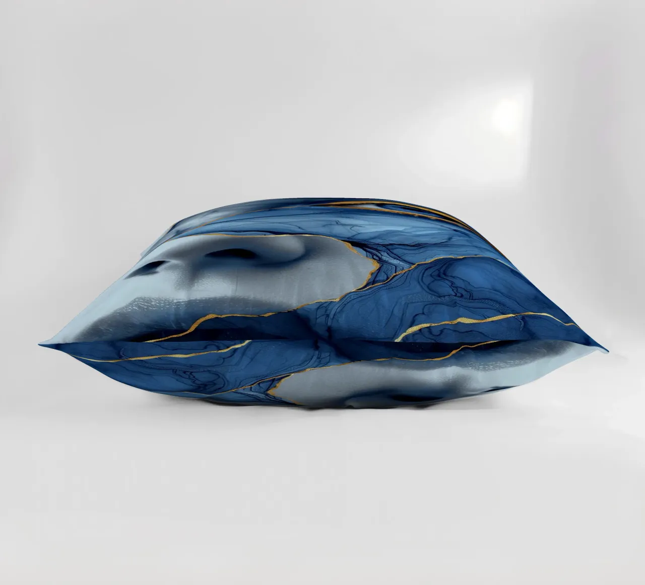 Blue face woman art decorative cushion by Justyna Jaszke JBJart