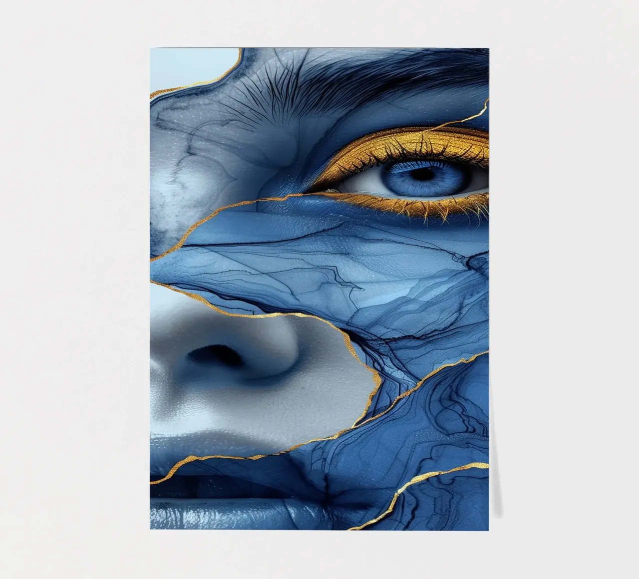 Blue face woman art sticker sheet by Justyna Jaszke JBJart