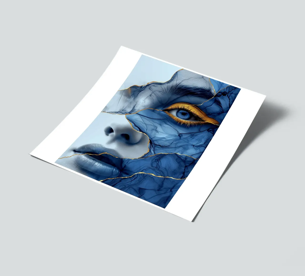 Blue face woman art sticker sheet by Justyna Jaszke JBJart