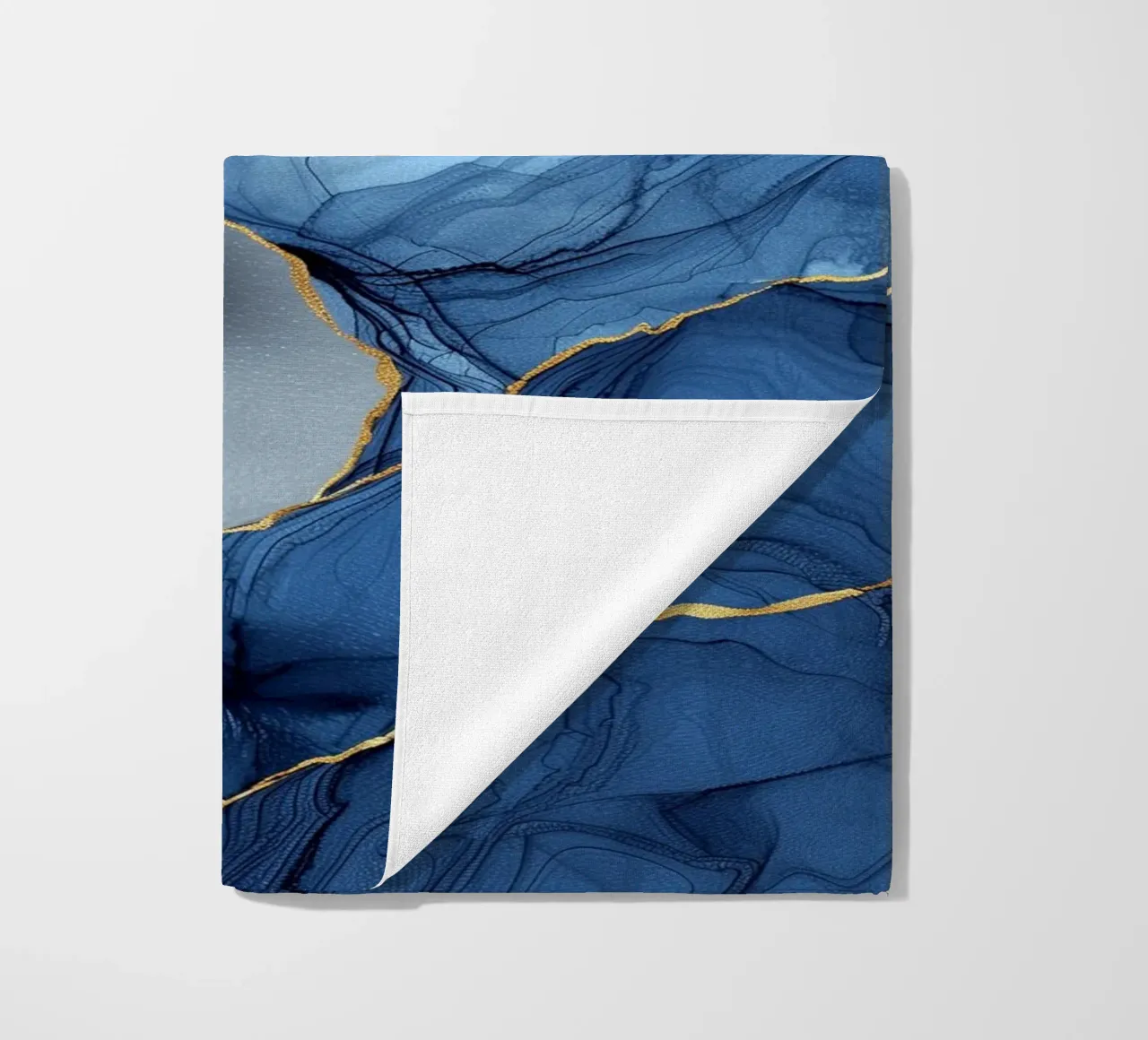 Blue face woman art beach towel by Justyna Jaszke JBJart