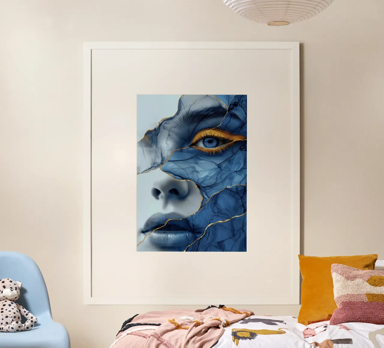 Blue face woman art hahnemühle by Justyna Jaszke JBJart