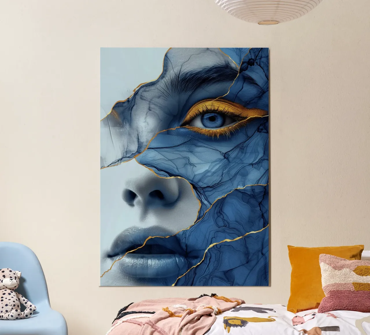 Blue face woman art hahnemühle by Justyna Jaszke JBJart