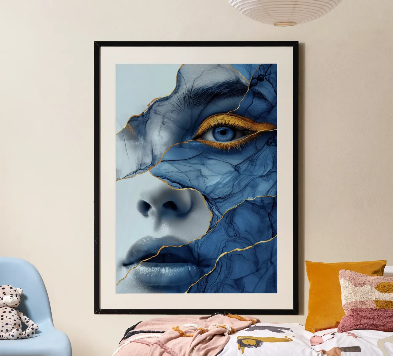 Blue face woman art hahnemühle by Justyna Jaszke JBJart