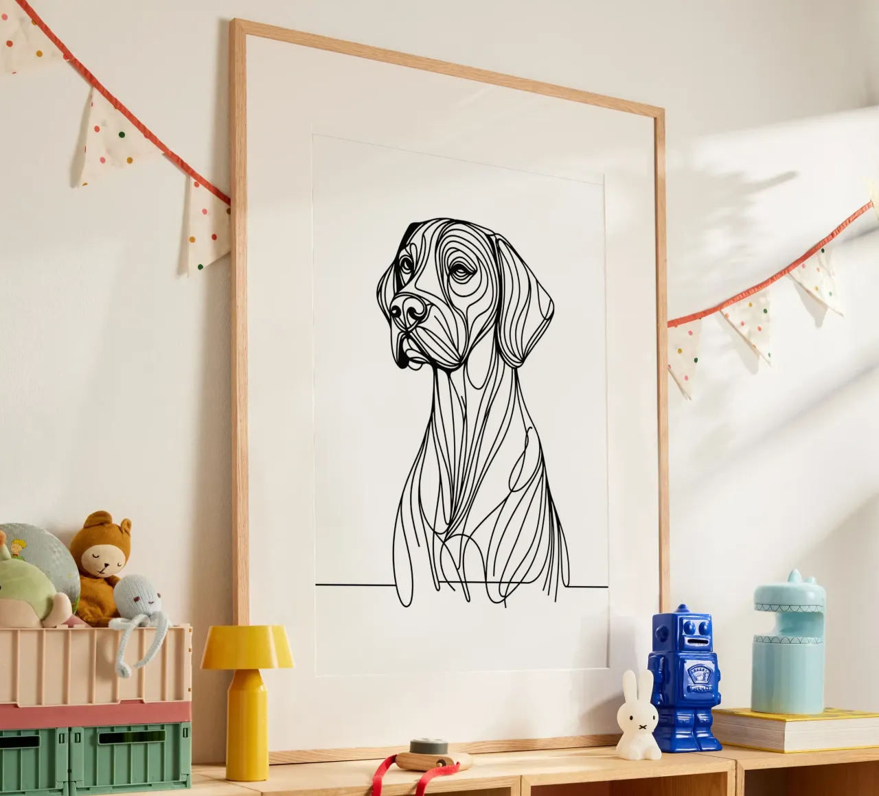 Cane Pointer Tedesco a pelo corto Disegno artistico lineare poster da WijdevenDesign