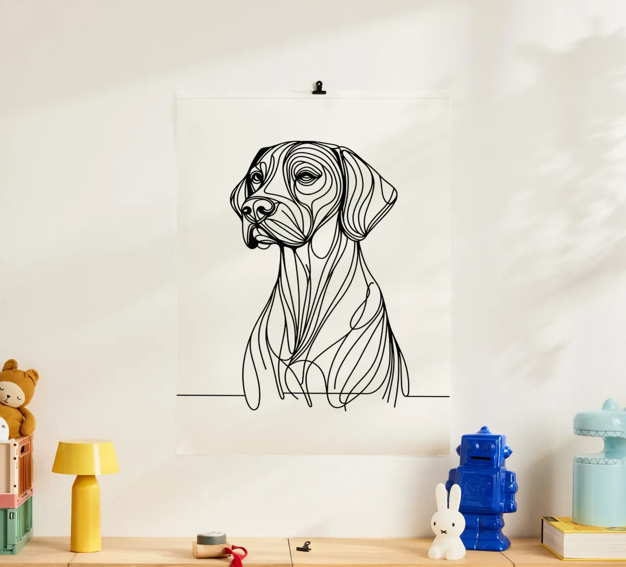 Cane Pointer Tedesco a pelo corto Disegno artistico lineare poster da WijdevenDesign