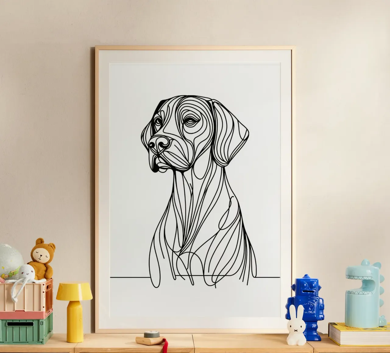 Cane Pointer Tedesco a pelo corto Disegno artistico lineare poster da WijdevenDesign