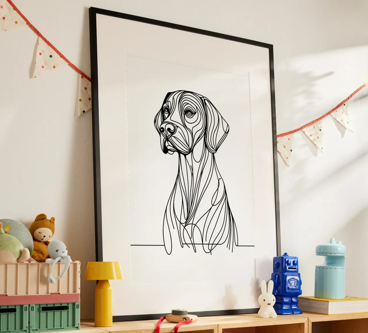 Cane Pointer Tedesco a pelo corto Disegno artistico lineare poster da WijdevenDesign