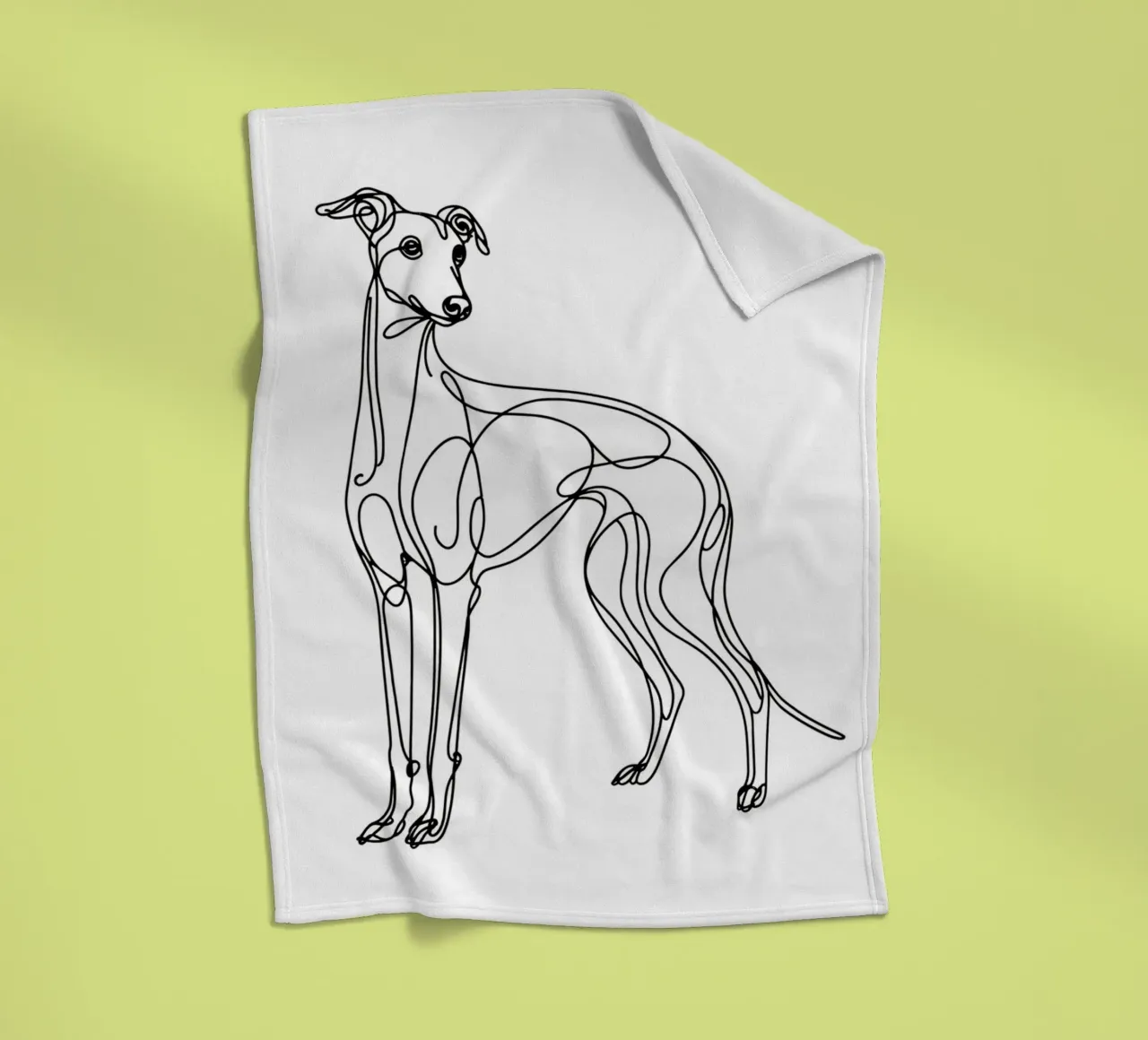 Greyhound Dog Line Art Drawing fleece blanket by WijdevenDesign