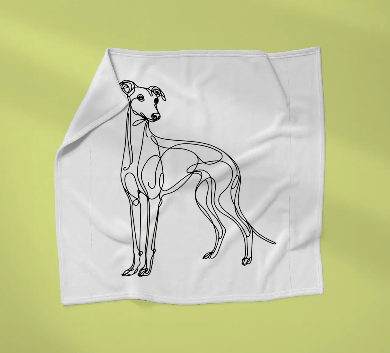 Greyhound Dog Line Art Drawing fleece blanket by WijdevenDesign