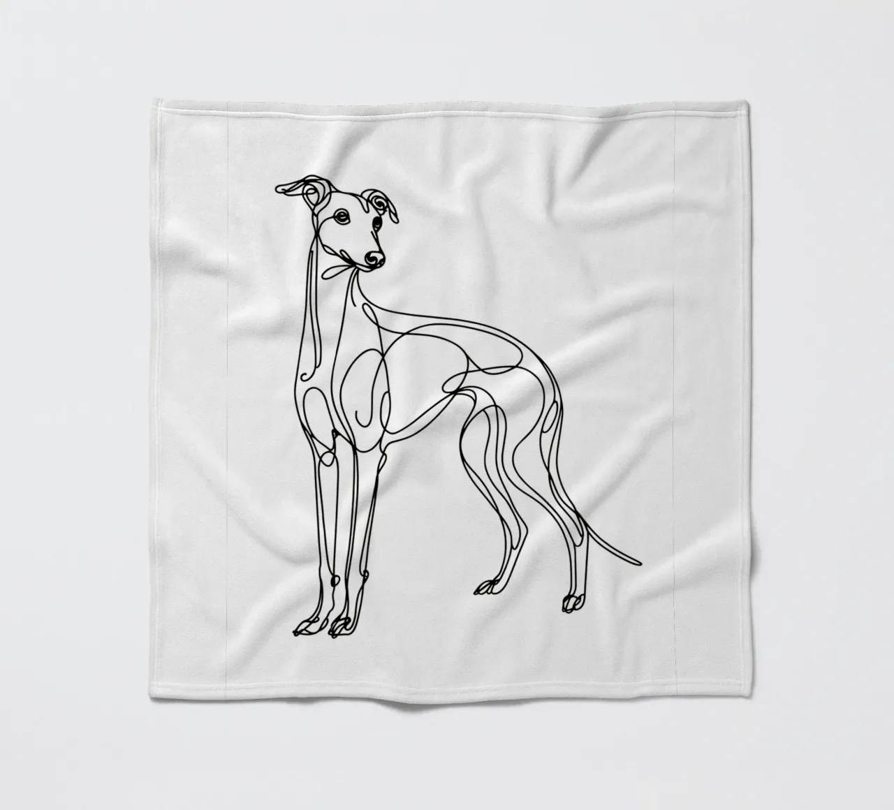 Greyhound Dog Line Art Drawing fleece blanket by WijdevenDesign