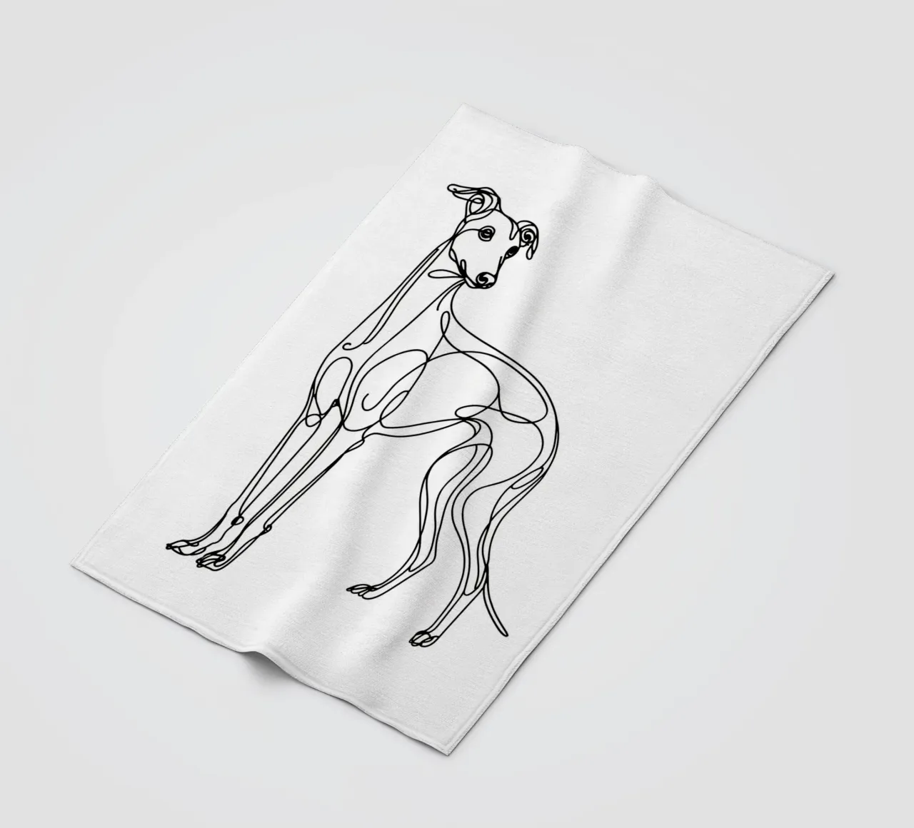 Greyhound Dog Line Art Drawing fleece blanket by WijdevenDesign