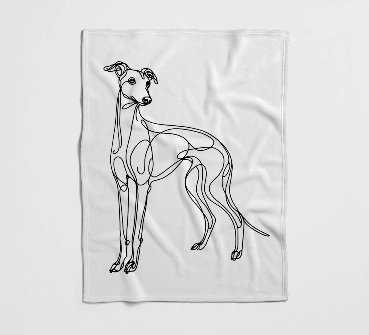 Greyhound Dog Line Art Drawing fleece blanket by WijdevenDesign