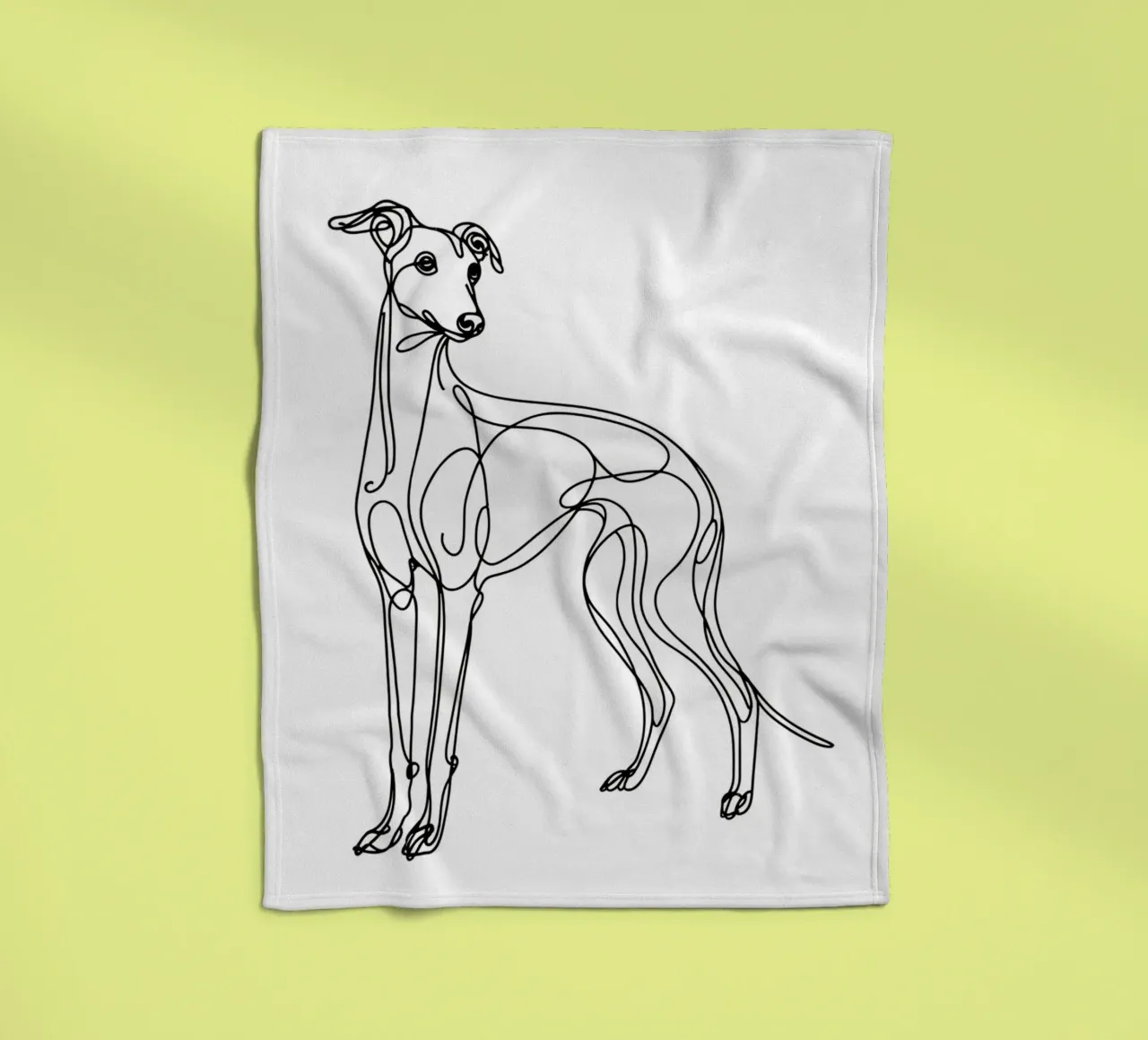 Greyhound Dog Line Art Drawing fleece blanket by WijdevenDesign