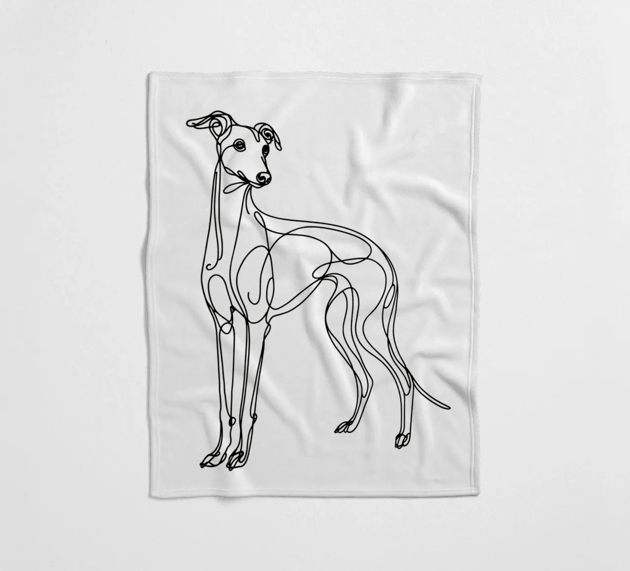Greyhound Dog Line Art Drawing fleece blanket by WijdevenDesign