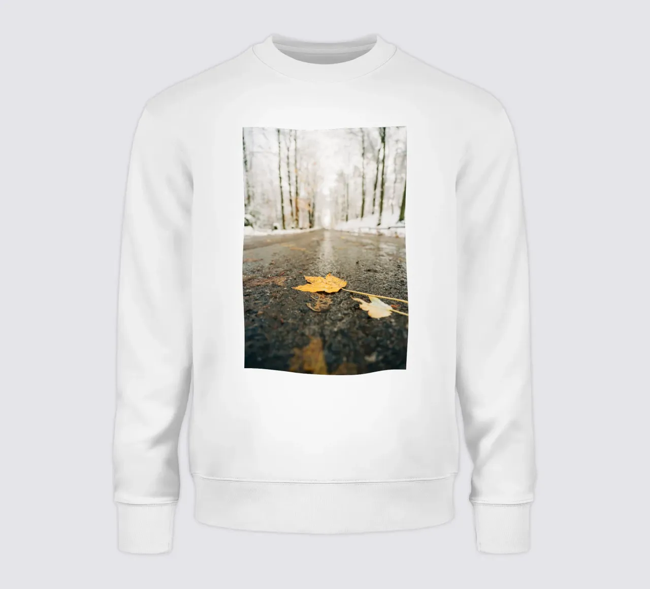 Herbstblatt auf winterlicher Straße– Sächsische Schweiz Sweatshirt von Bold and Retro