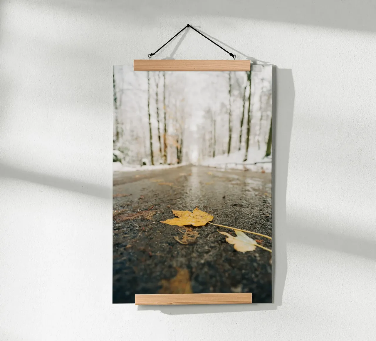 Foglie d'autunno su una strada invernale - Svizzera Sassone carta hahnemühle da Bold and Retro