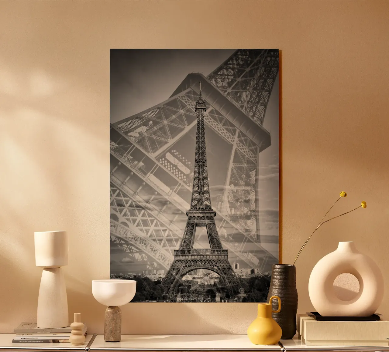 The double Eiffel Tower II | Monochrom acrylic glass by Melanie Viola