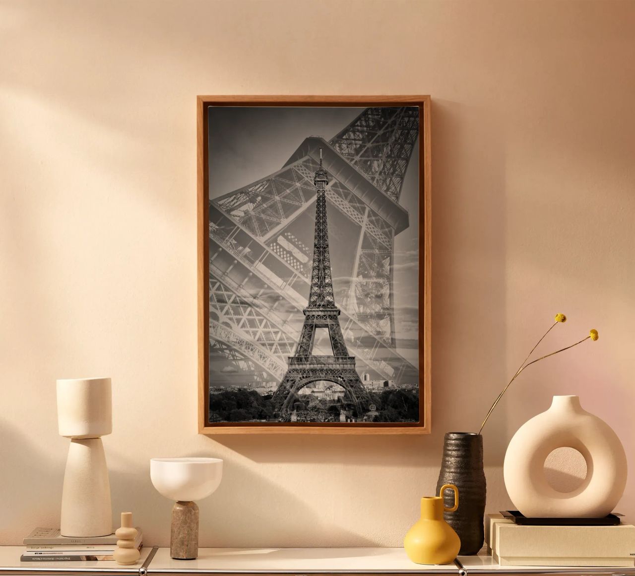 The double Eiffel Tower II | Monochrom canvas by Melanie Viola