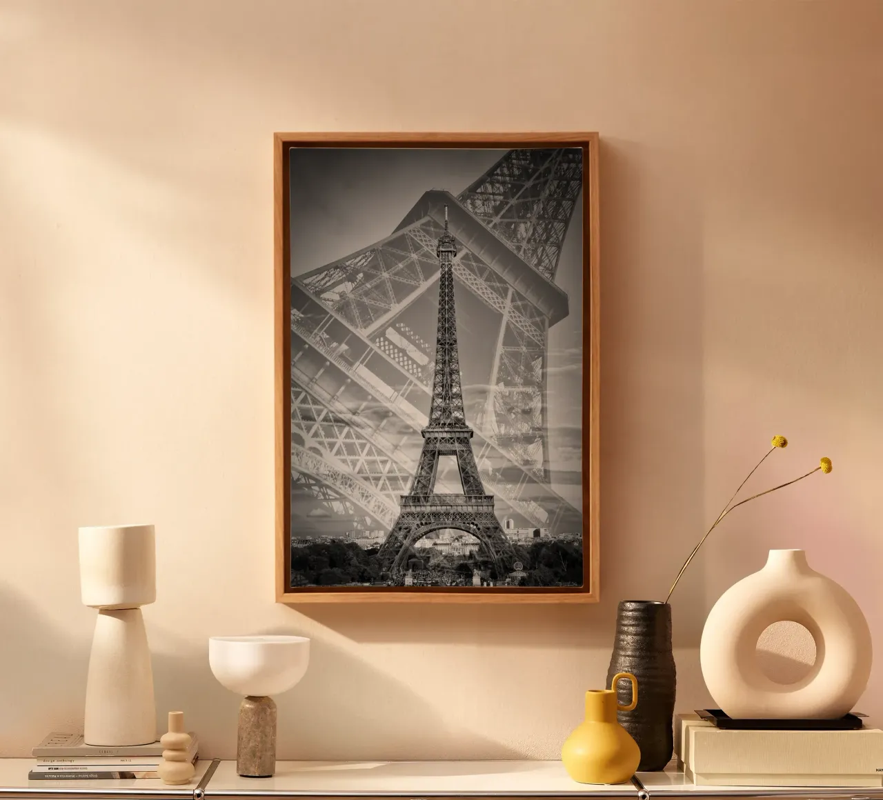 La doble Torre Eiffel II | Monochrom lienzo de Melanie Viola