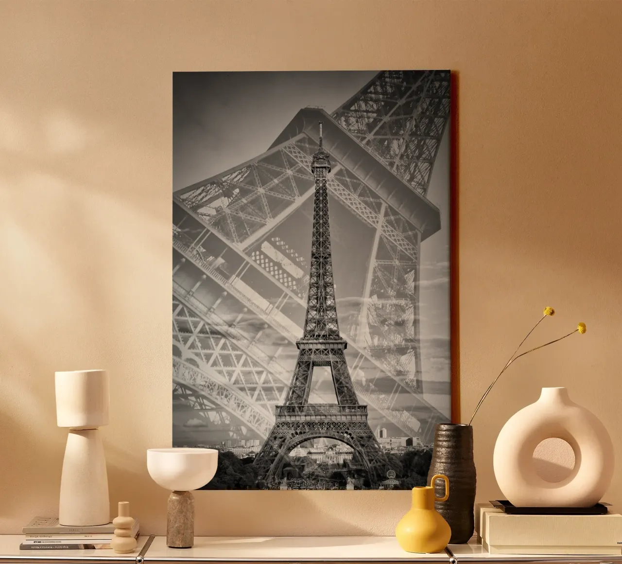 La doble Torre Eiffel II | Monochrom lienzo de Melanie Viola