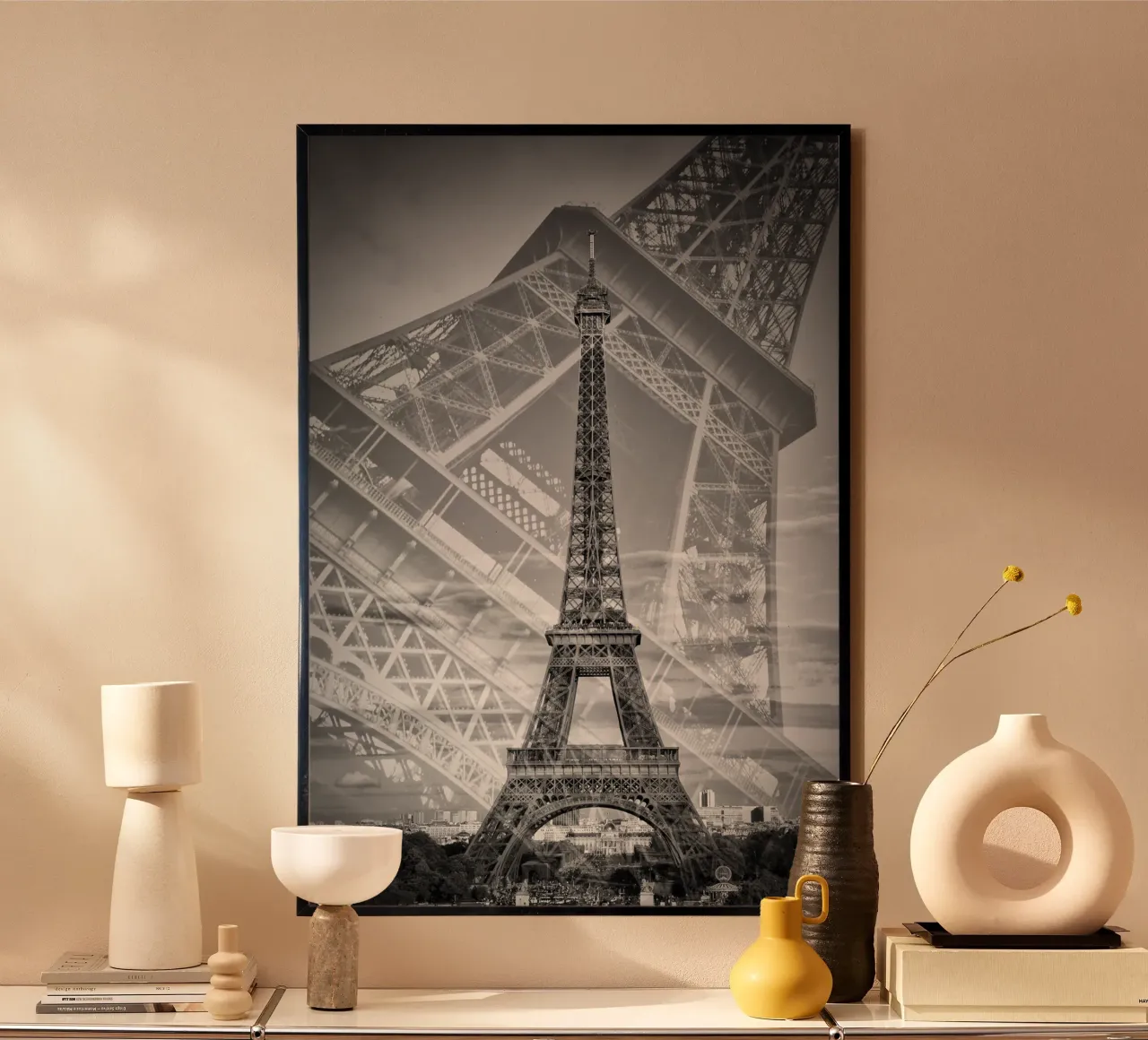 The double Eiffel Tower II | Monochrom hahnemühle by Melanie Viola