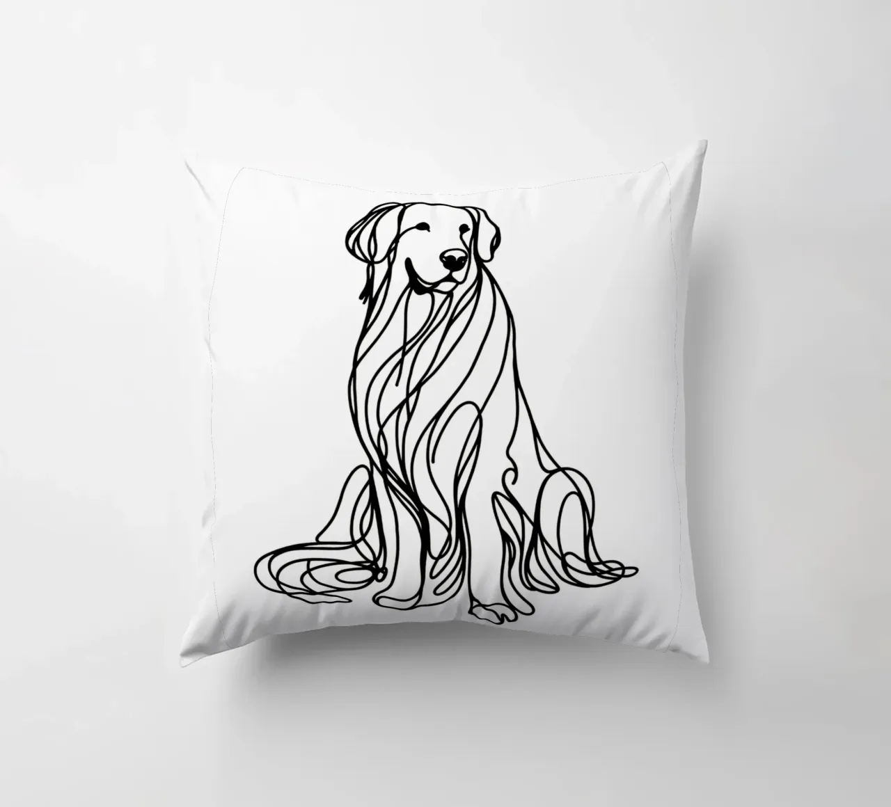 Disegno artistico lineare del cane Golden Retriever cuscino da WijdevenDesign