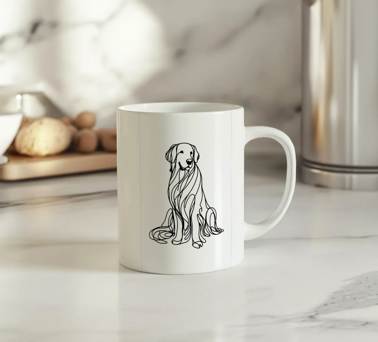 Disegno artistico lineare del cane Golden Retriever tazza in ceramica da WijdevenDesign