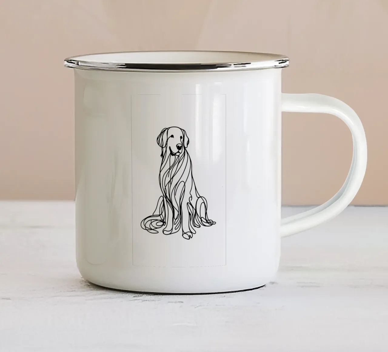 Disegno artistico lineare del cane Golden Retriever tazza in smalto da WijdevenDesign