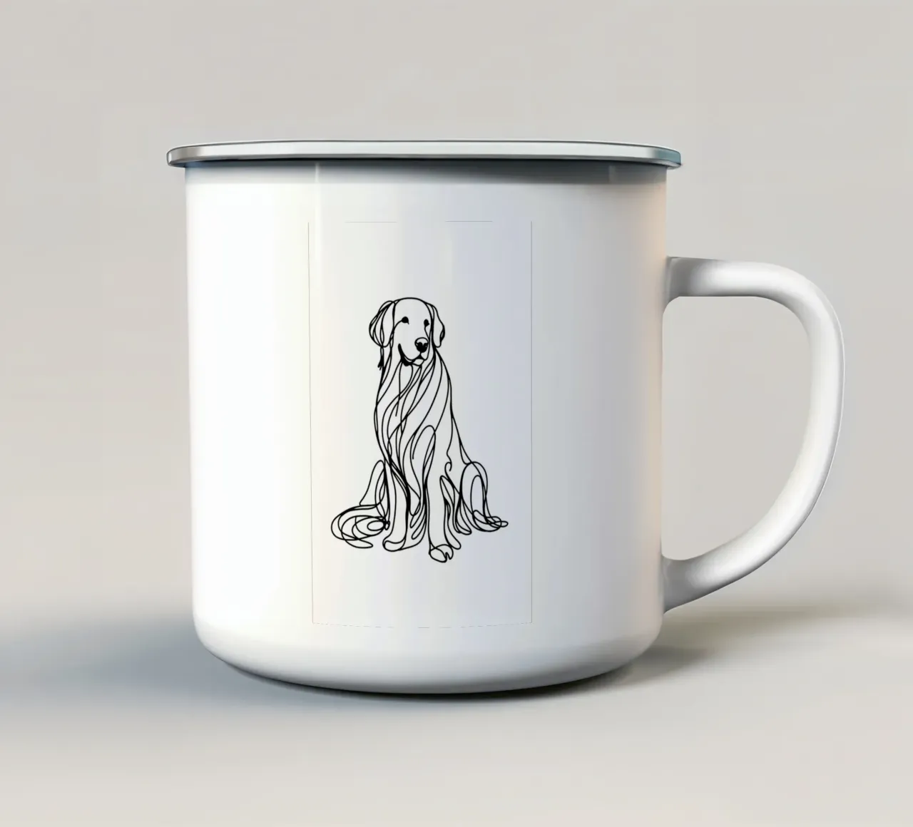 Disegno artistico lineare del cane Golden Retriever tazza in smalto da WijdevenDesign