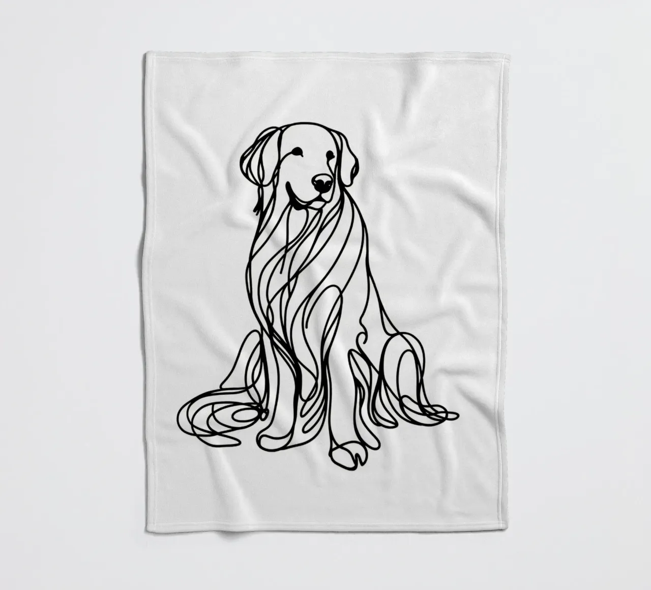 Disegno artistico lineare del cane Golden Retriever coperta in pile da WijdevenDesign