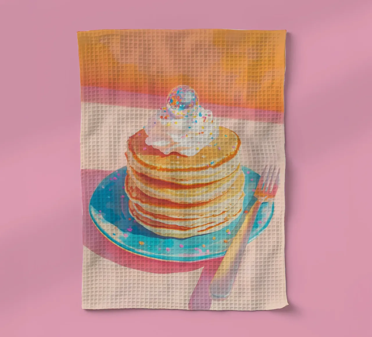 Pancake Stack with Disco Ball tea towel by Melloi Art Print