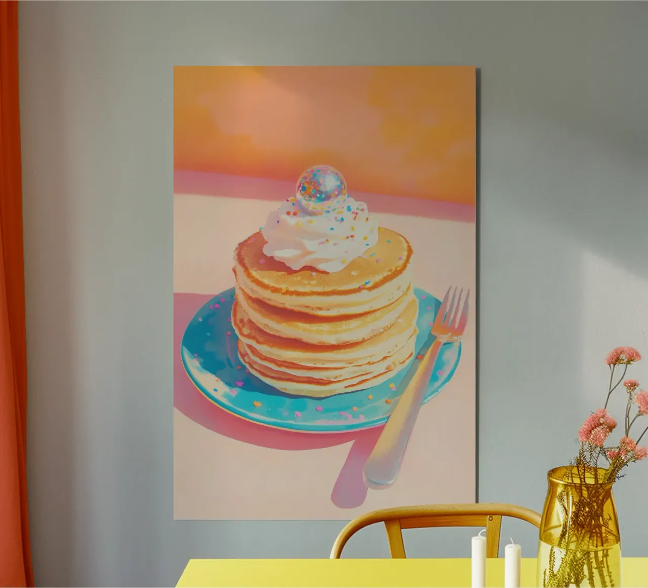 Pancake impilati con palla da discoteca alluminio dibond da Melloi Art Print