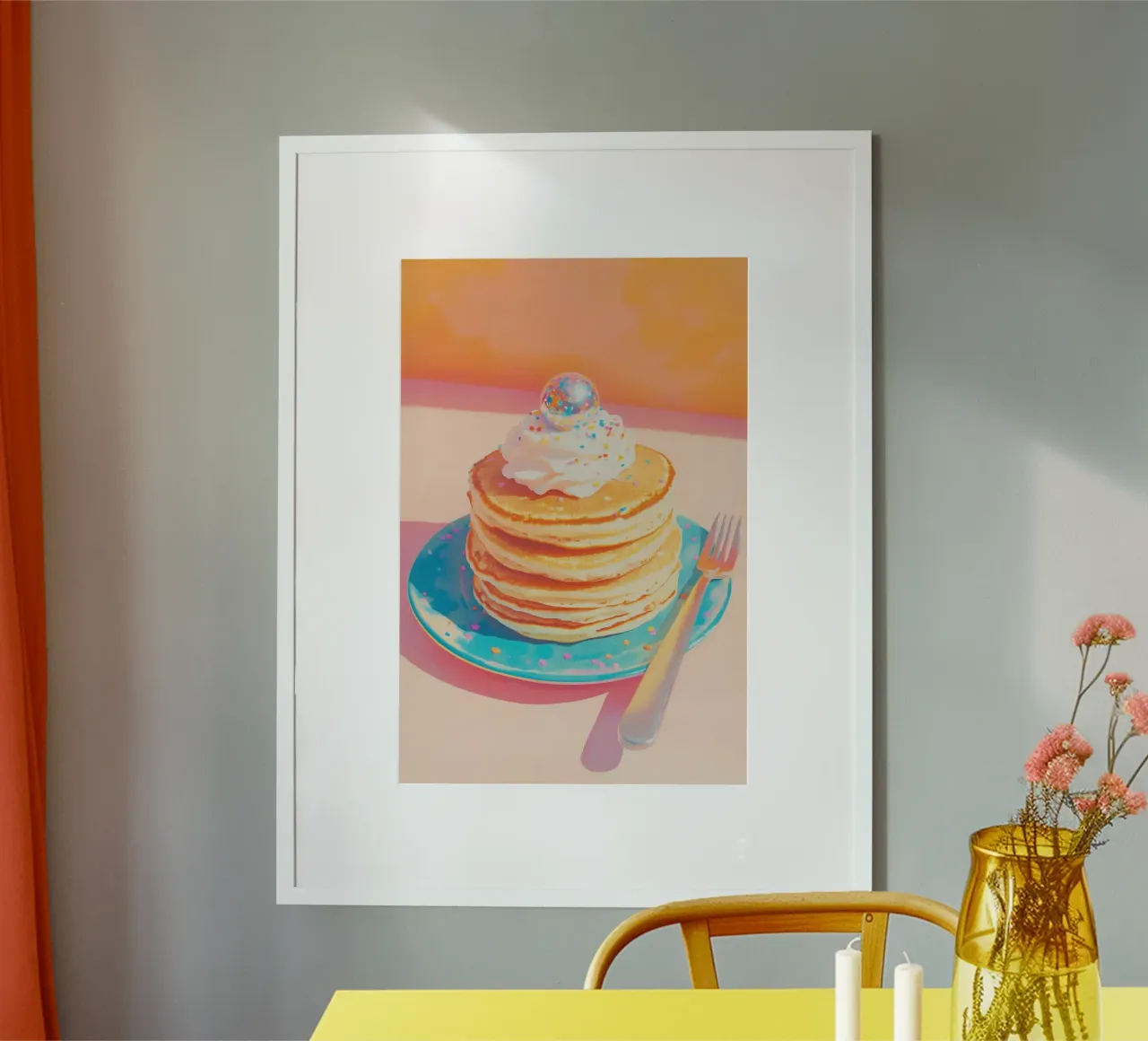 Pancake Stack with Disco Ball hahnemühle by Melloi Art Print
