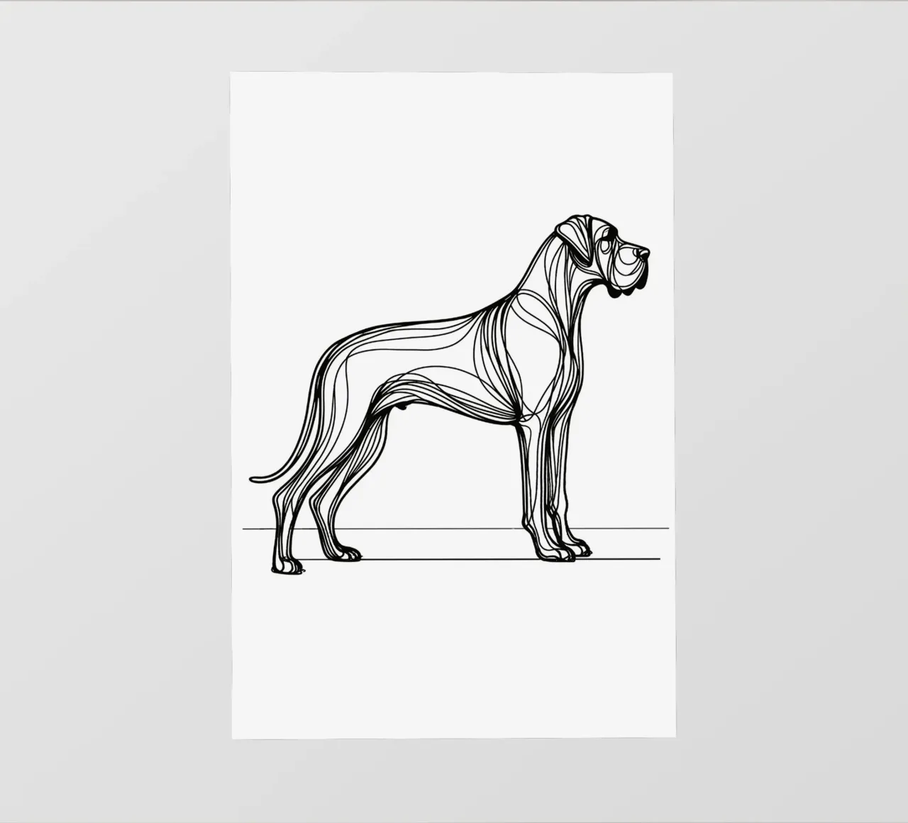 Disegno artistico lineare del cane alano carta da parati fotografica da WijdevenDesign