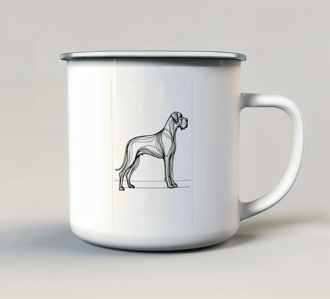 Disegno artistico lineare del cane alano tazza in smalto da WijdevenDesign
