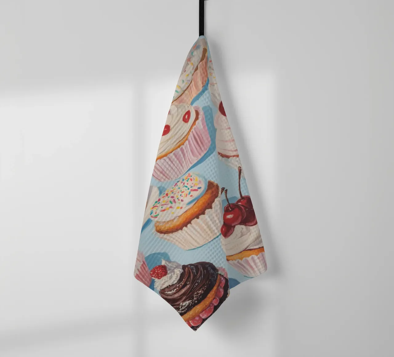 Kleurrijke Cupcake Kunstwerk theedoek van Melloi Art Print