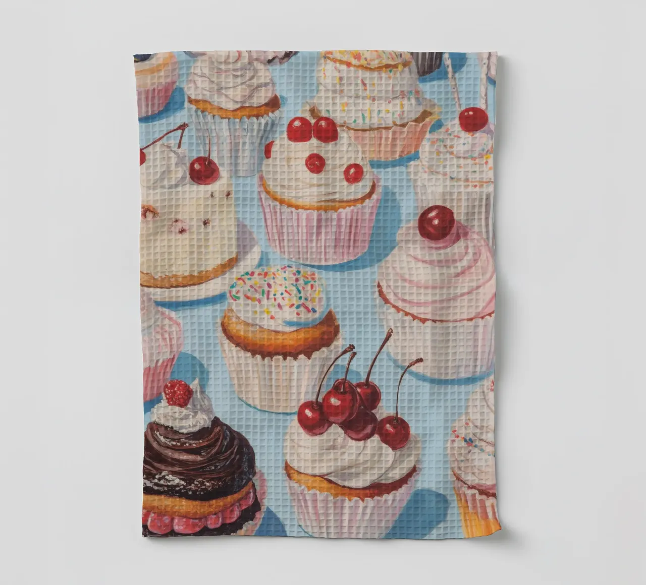 Kleurrijke Cupcake Kunstwerk theedoek van Melloi Art Print