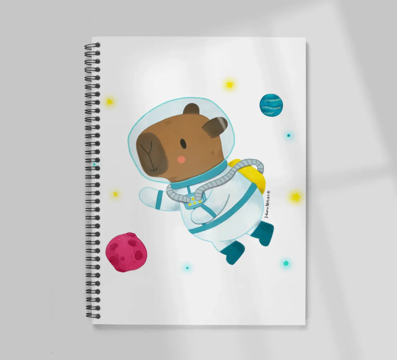 Capybara Astronaut spiral notebook by julianamotzko
