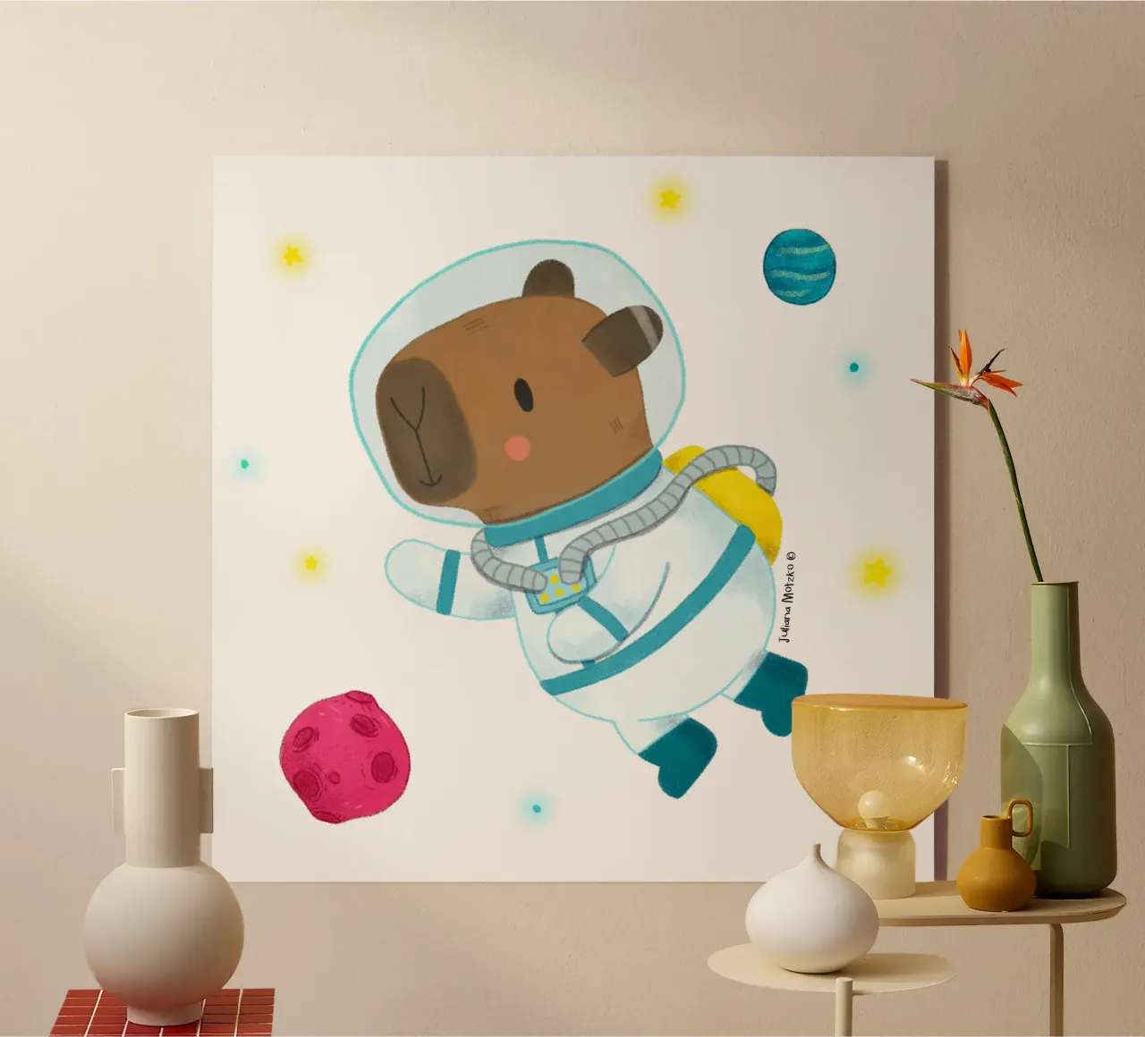 Astronauta capibara plexiglass da julianamotzko