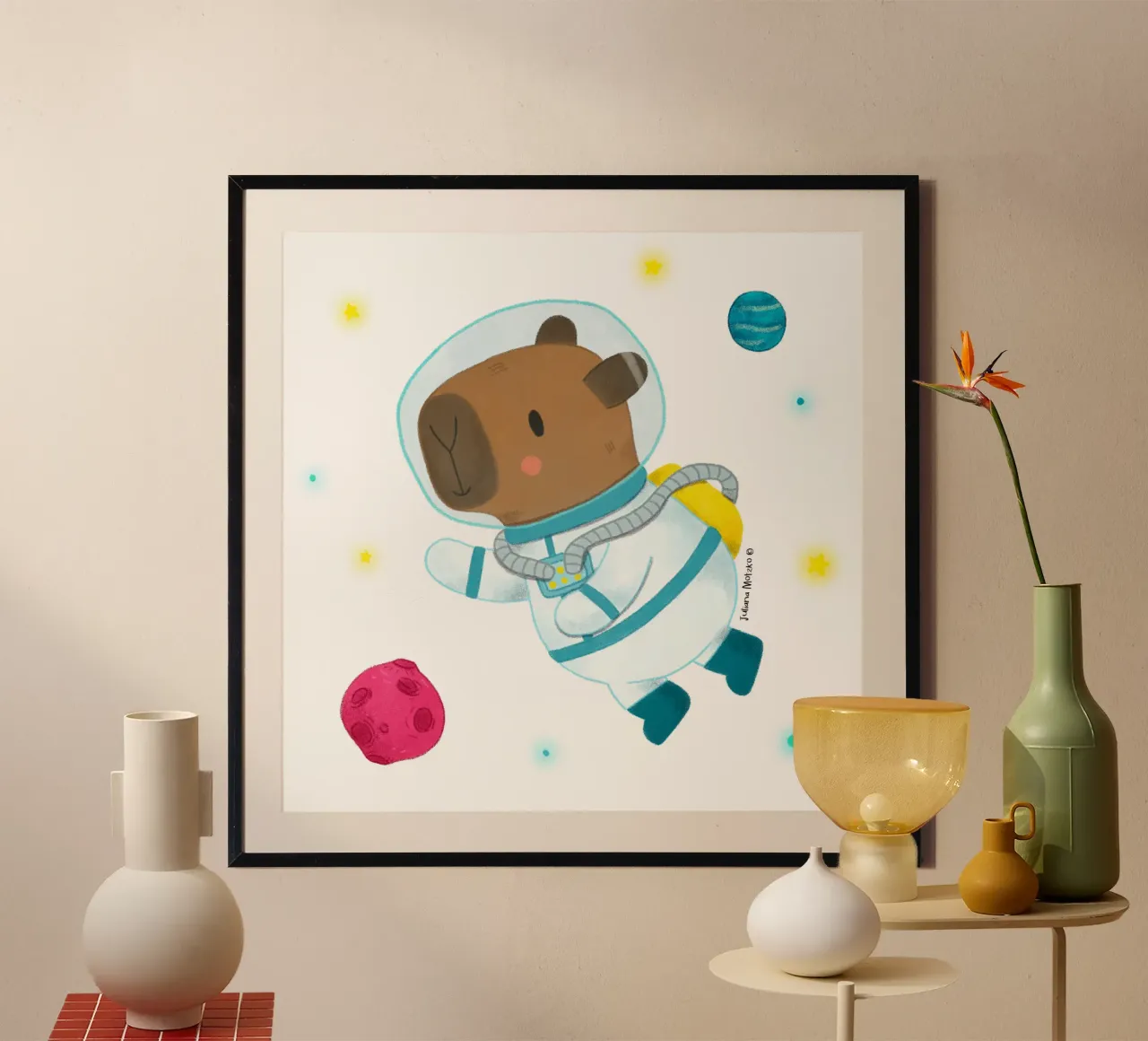 Astronauta capibara carta hahnemühle da julianamotzko